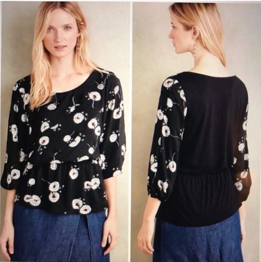 Anthropologie Deletta Wished Bloom Shirt Womens ‎ Dandelion Floral